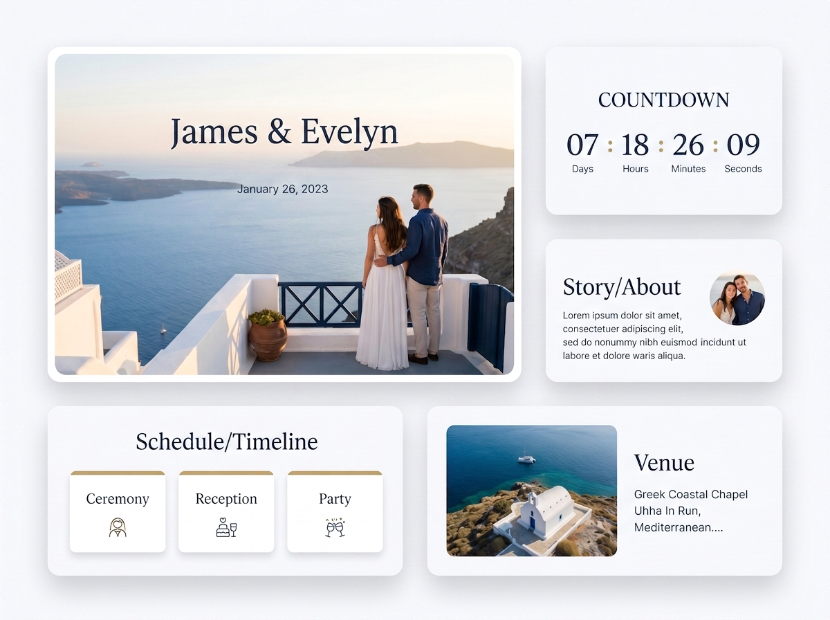Aegean Blue wedding website template preview