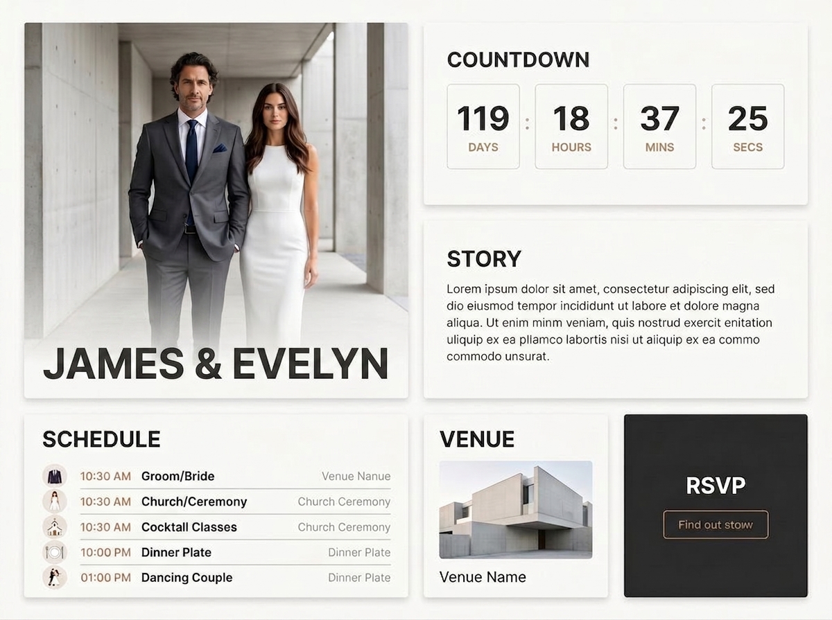 Lucid Vow wedding website template preview