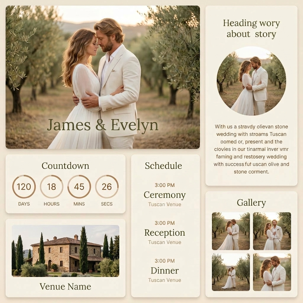 Olive & Stone wedding website template preview