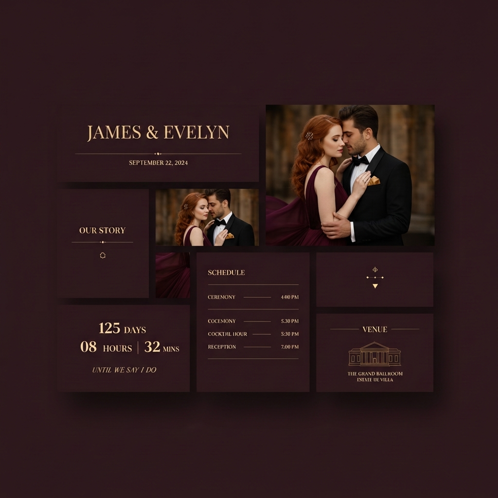 Velvet Ember wedding website template preview
