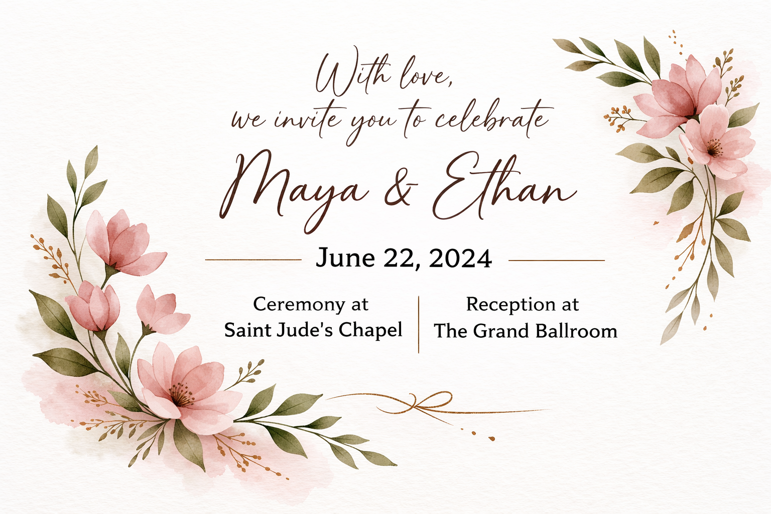 Dusty Rose Watercolor invitation